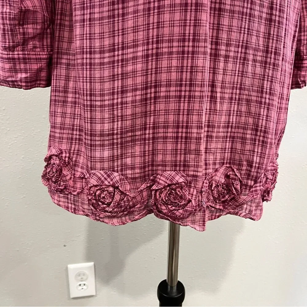 Maurice’s Pink Plaid Long Sleeve Dress‎ size small